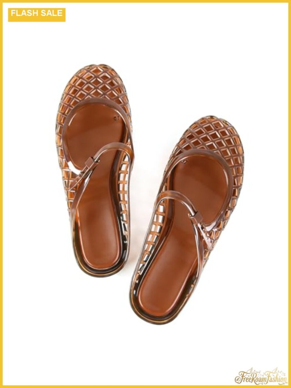 MUSSHOE Women's Clear Jelly Sandals Closed Toe Slingback Water-Friendly Flats